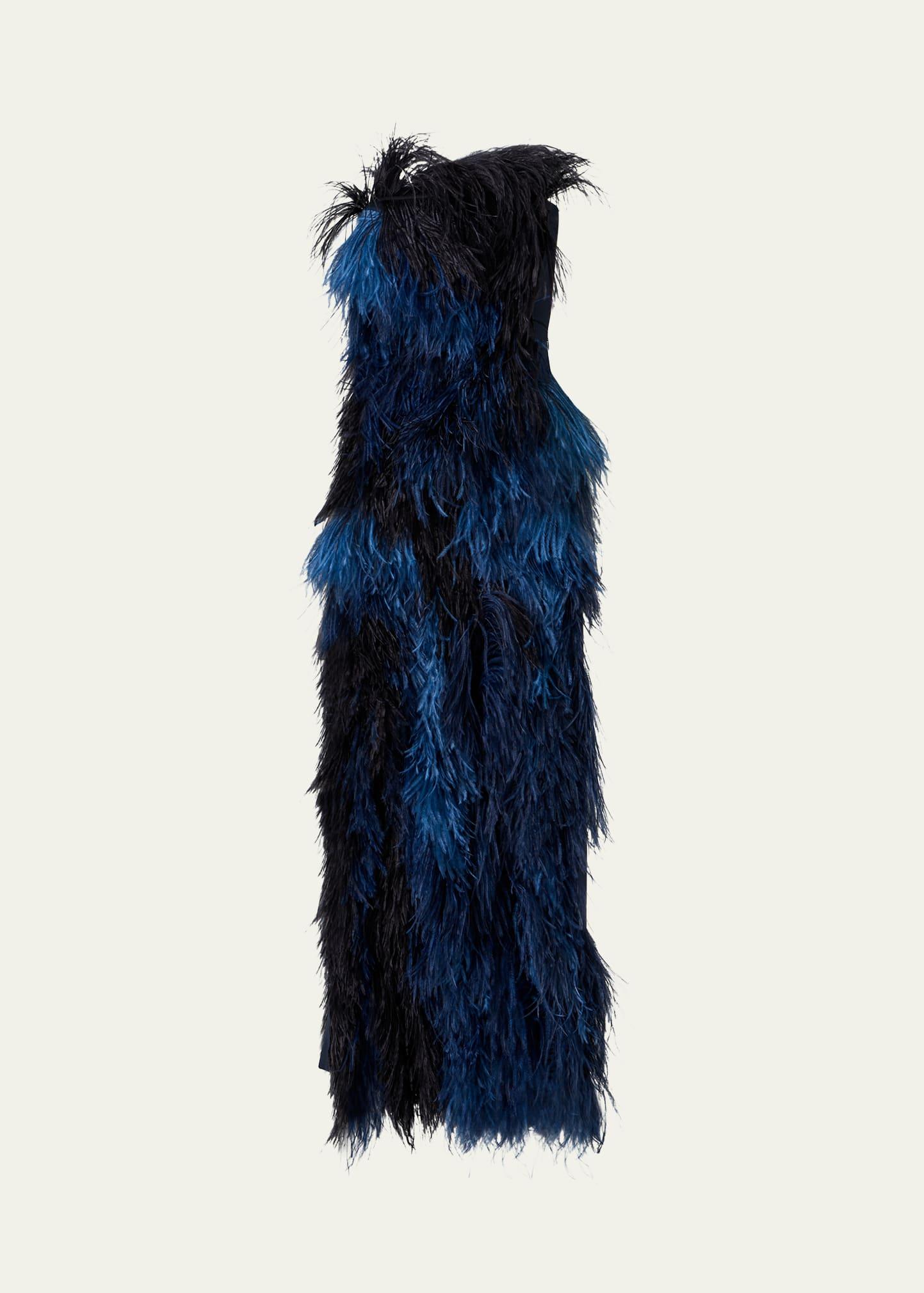 strapless ostrich feather gown