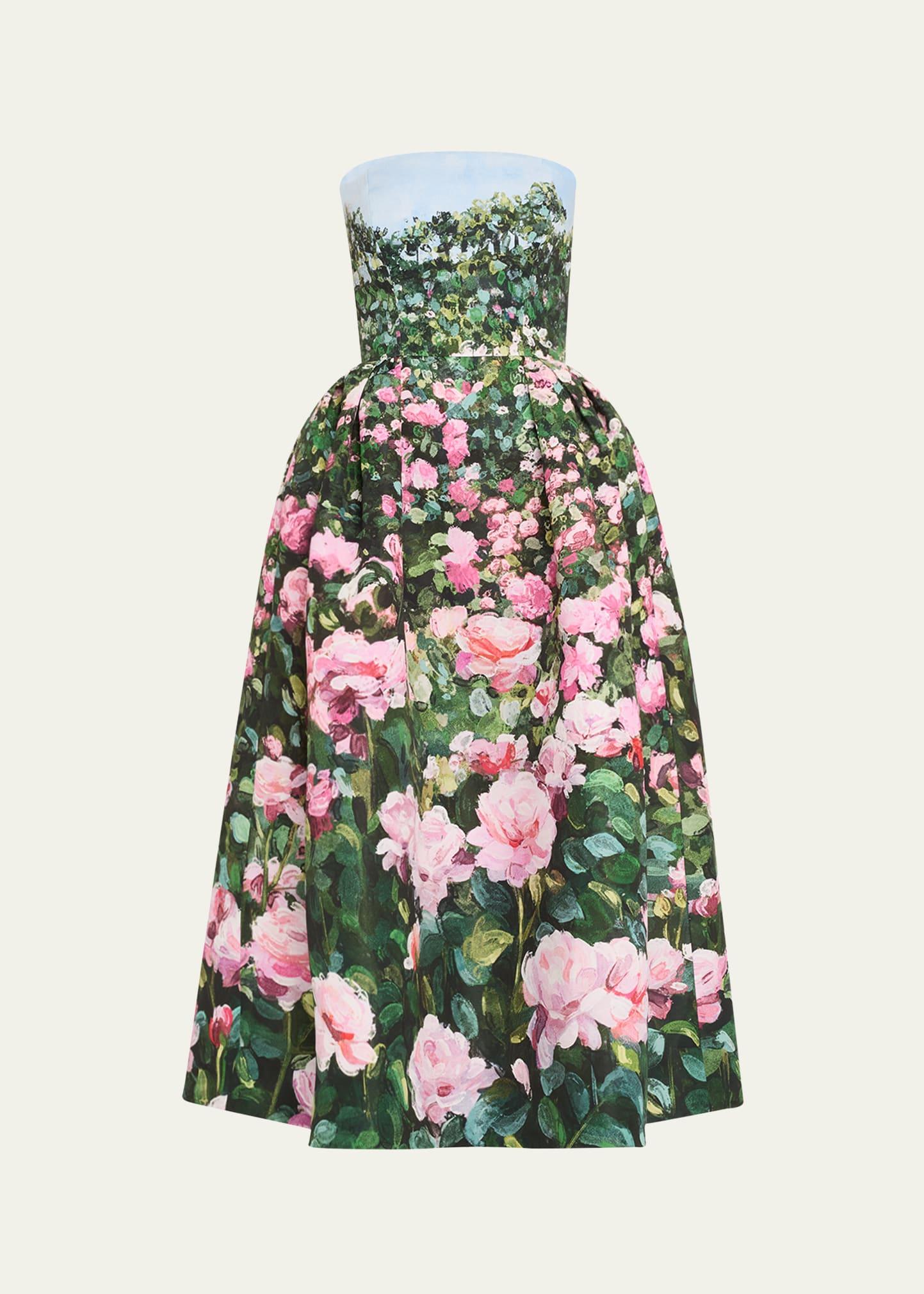 strapless painted bellflower faille gown