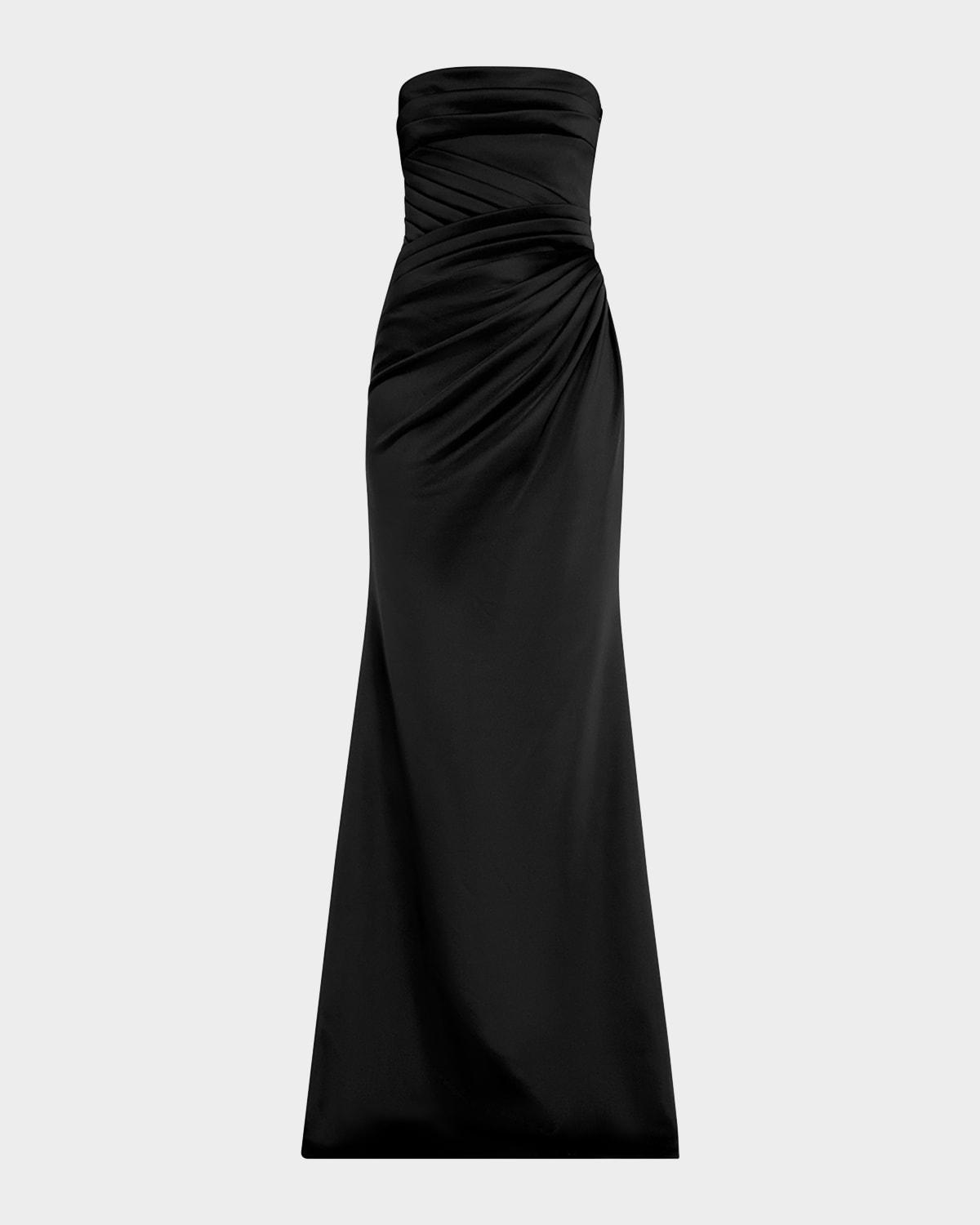 strapless pleated a-line gown