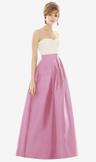 strapless pleated skirt maxi dress with pockets