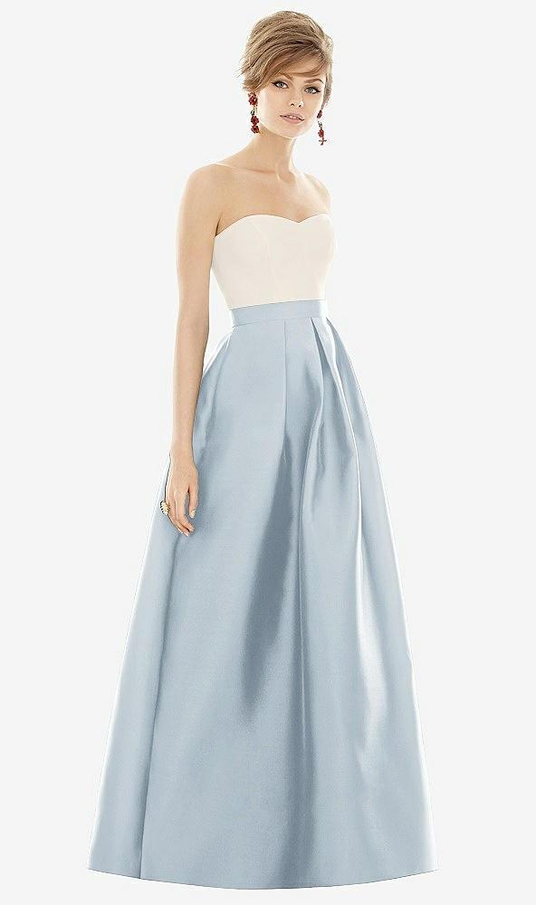 strapless pleated skirt maxi dress with pockets