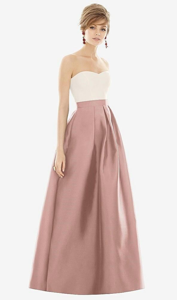 strapless pleated skirt maxi dress with pockets
