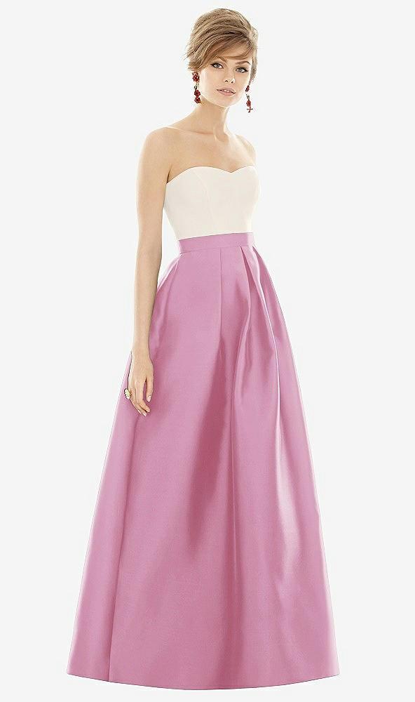 strapless pleated skirt maxi dress with pockets