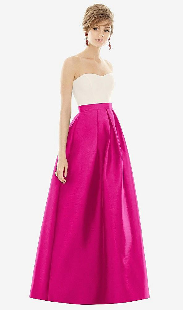 strapless pleated skirt maxi dress with pockets