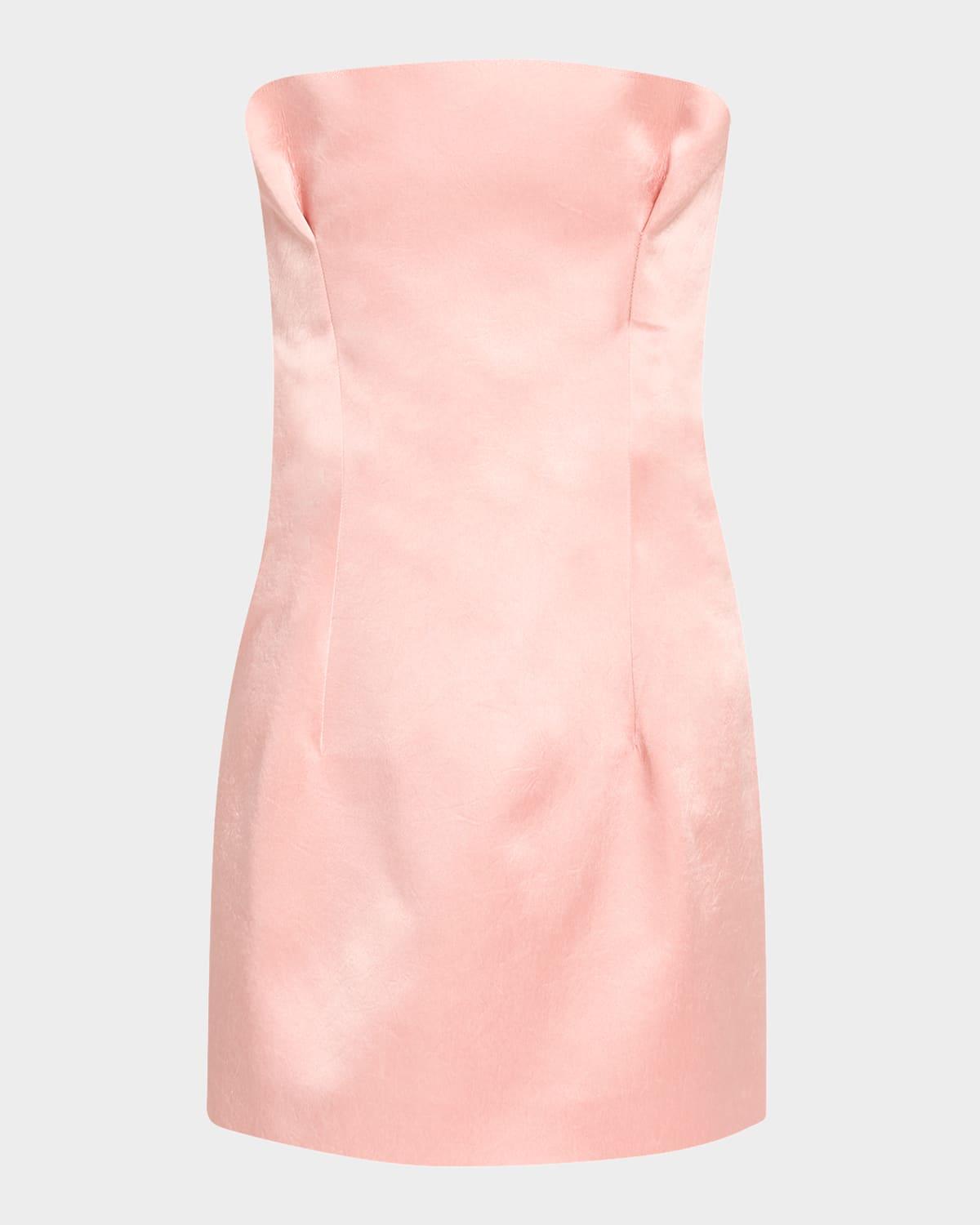 strapless pleats mini dress