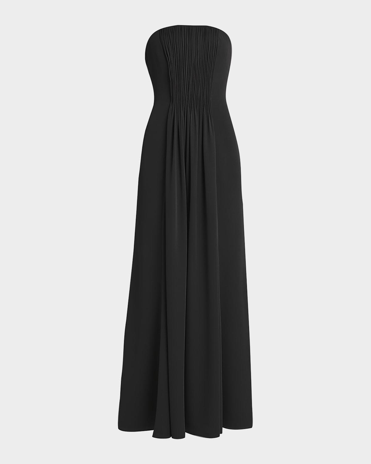 strapless plisse gown