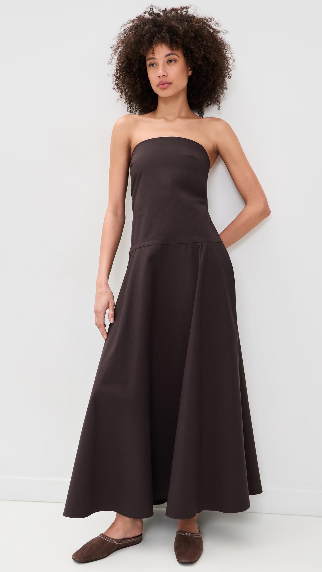 strapless rouleau dress