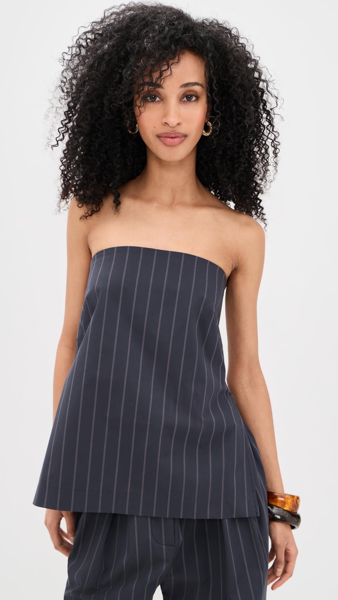 strapless rouleau tie top