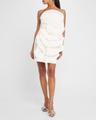 strapless ruffle taffeta mini dress
