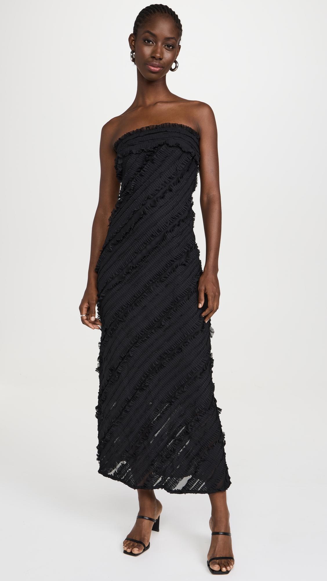 strapless ruffled maxi dress