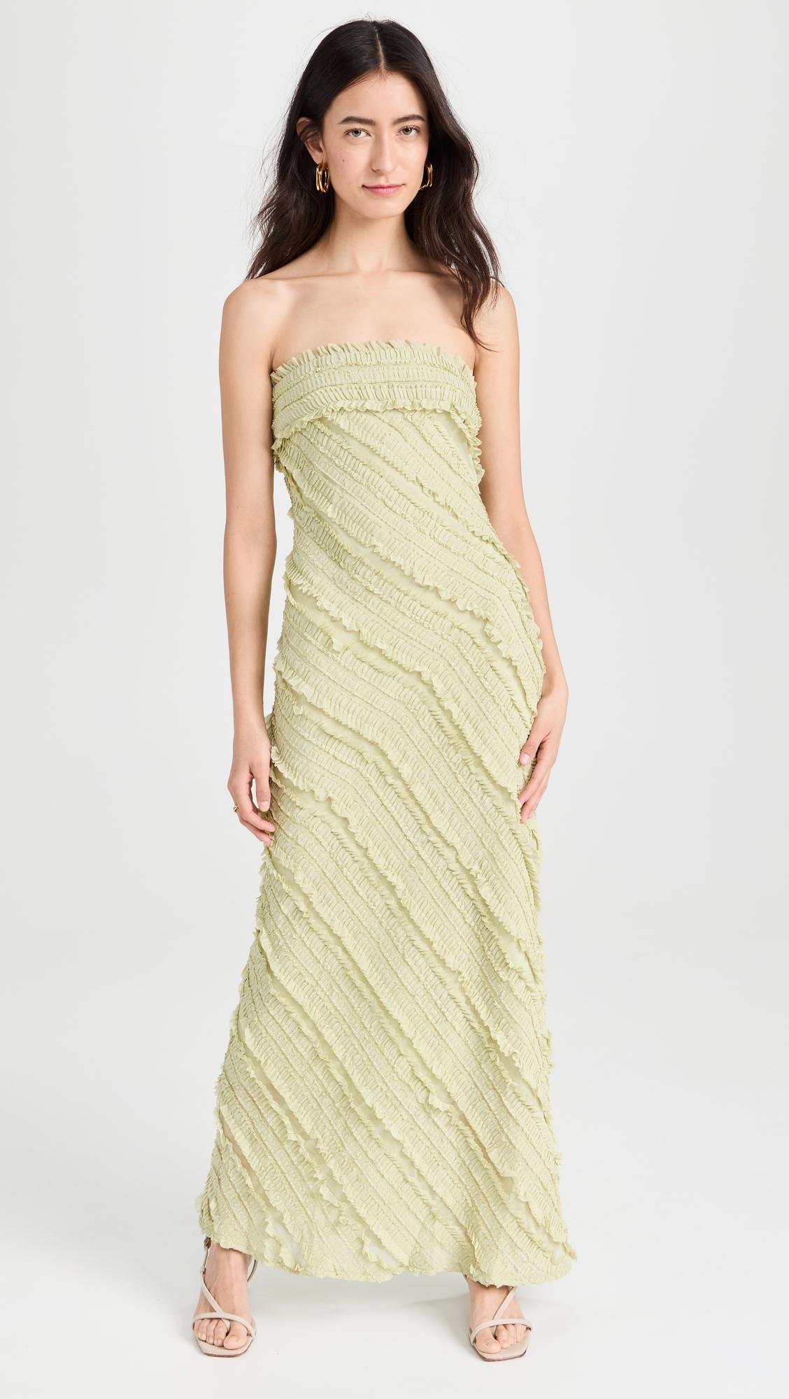 strapless ruffled maxi dress