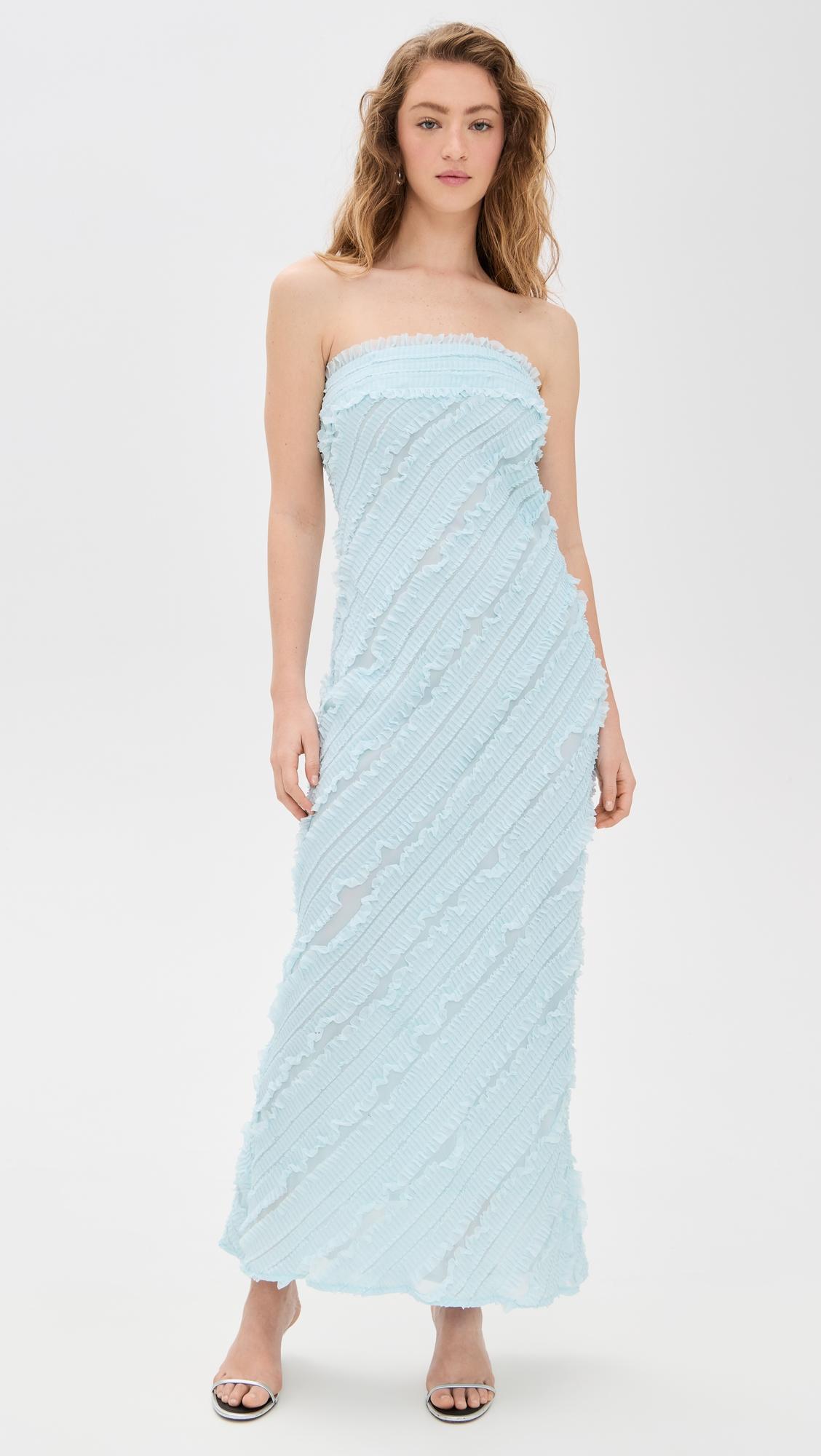 strapless ruffled maxi dress