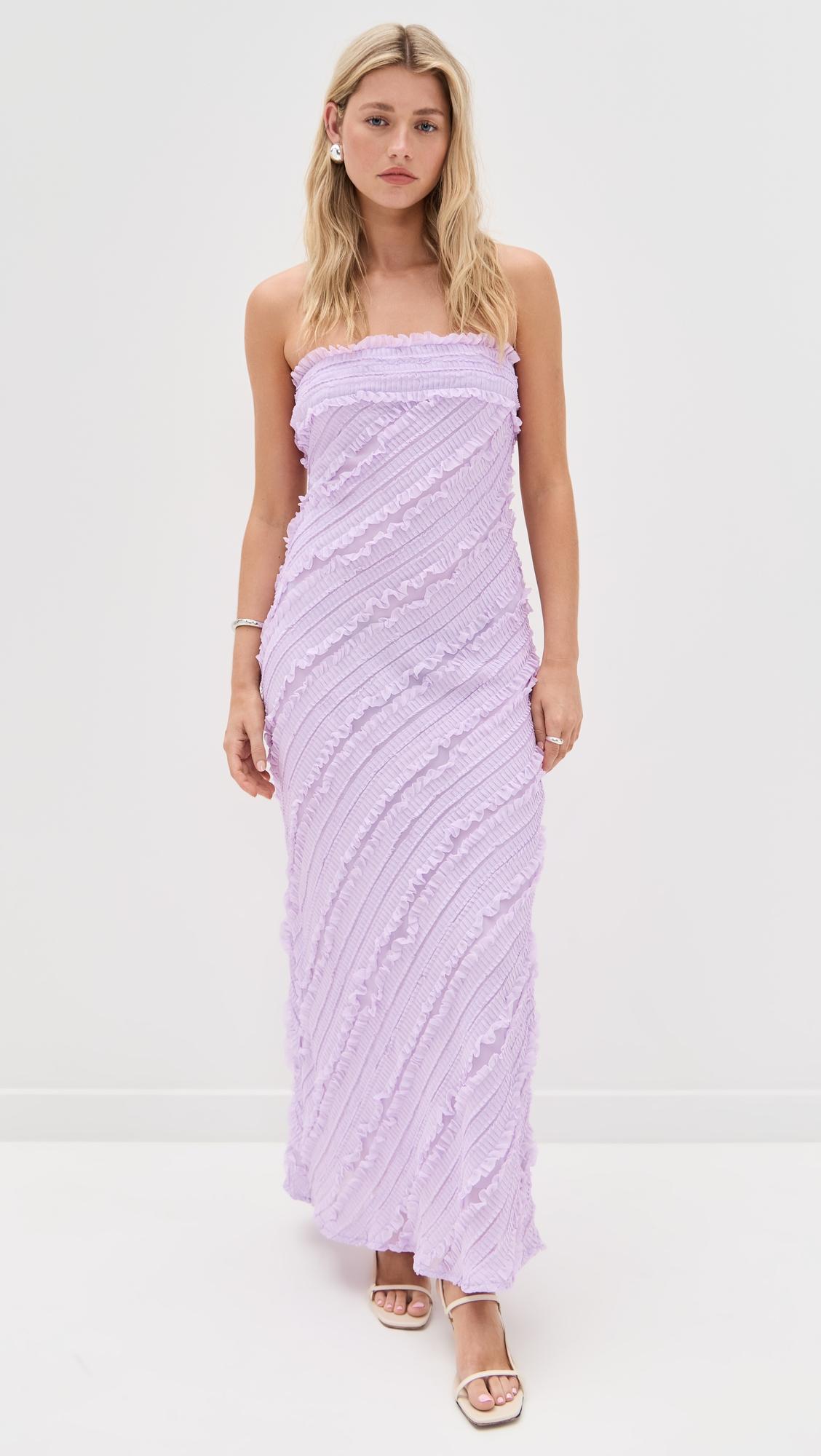 strapless ruffled maxi dress