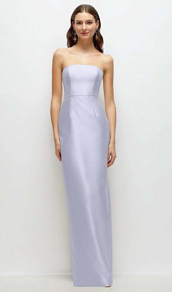 strapless satin column dress with back slit