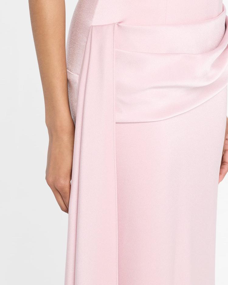 strapless satin sash corset gown