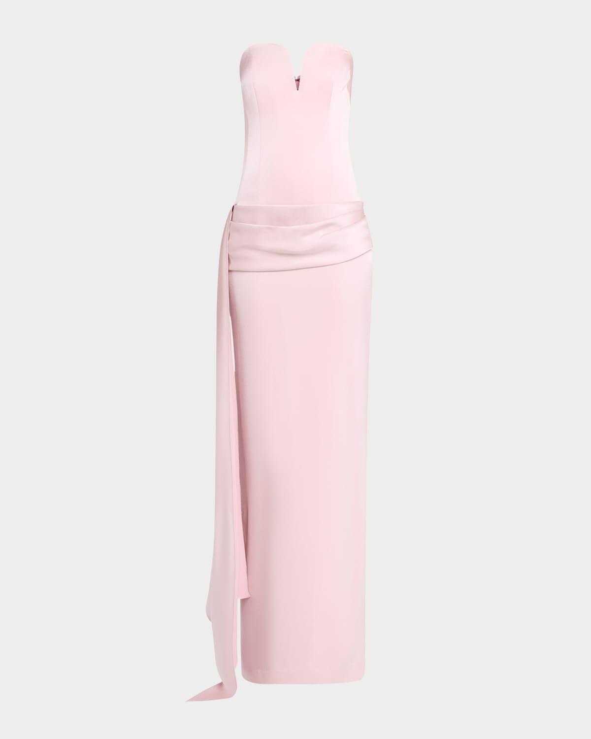 strapless satin sash corset gown