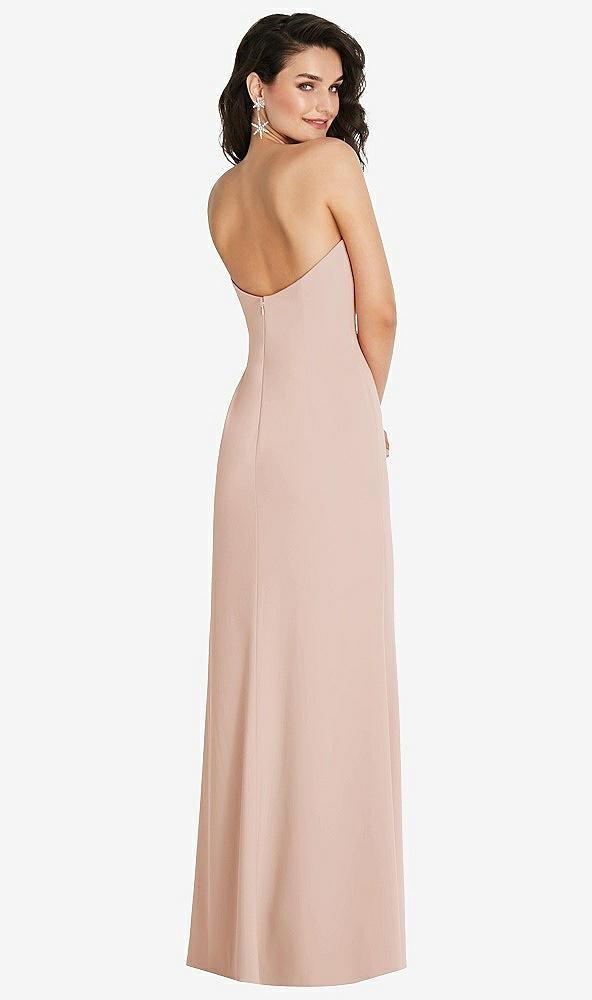 strapless scoop back maxi dress with front slit