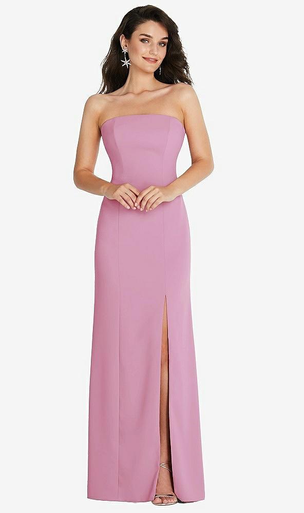 strapless scoop back maxi dress with front slit