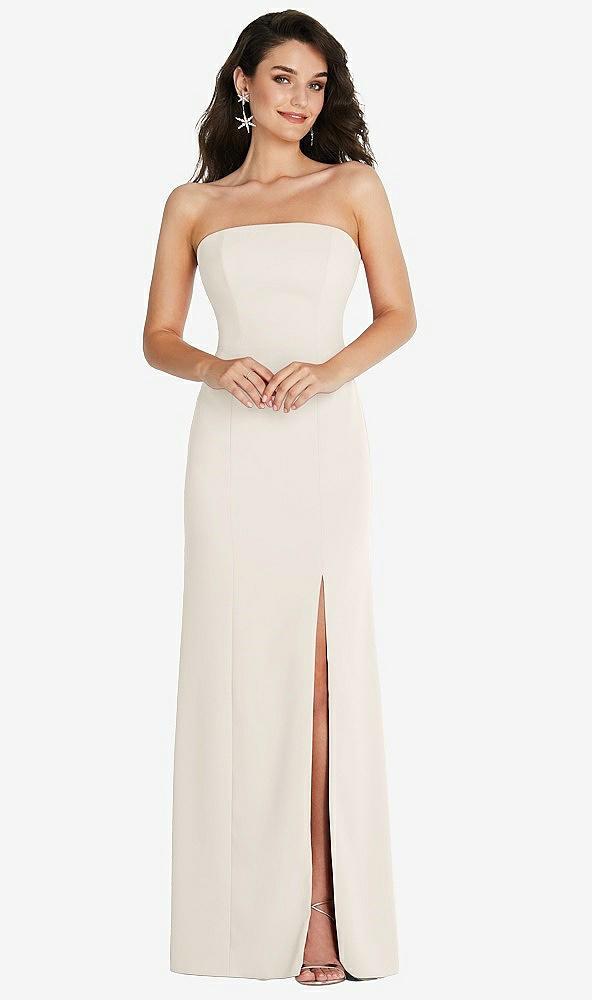 strapless scoop back maxi dress with front slit