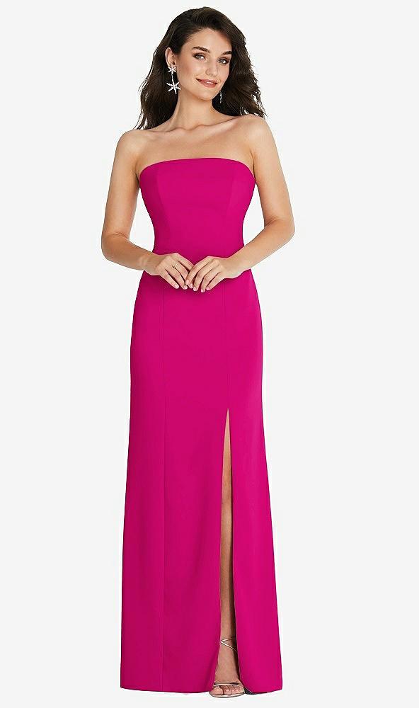 strapless scoop back maxi dress with front slit