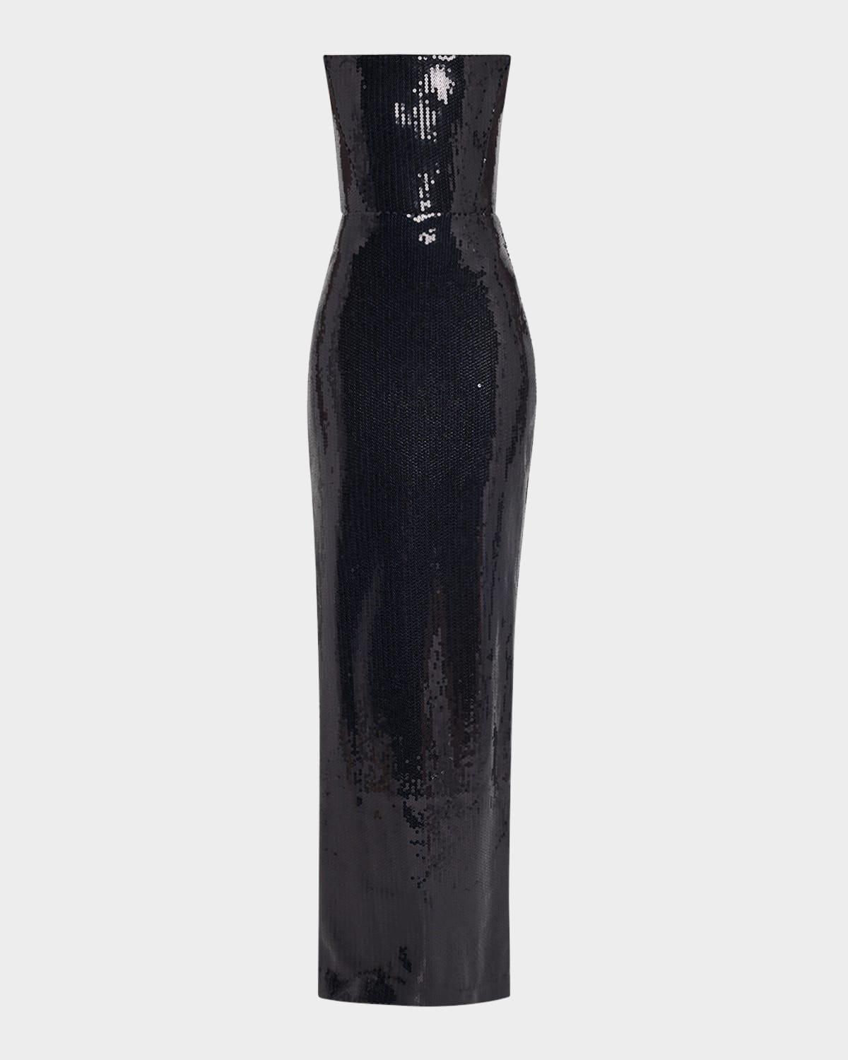 strapless sequin column gown