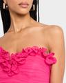 strapless shirred georgette maxi dress
