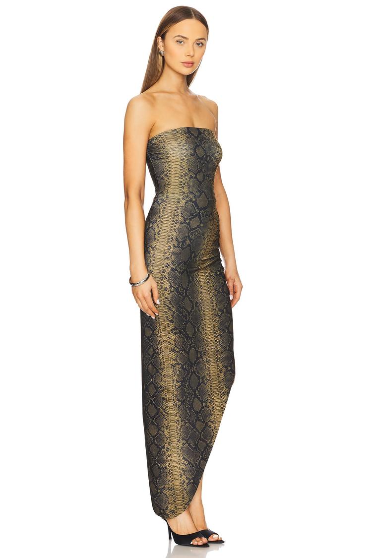 strapless side drape gown