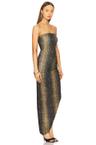 strapless side drape gown