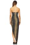 strapless side drape gown