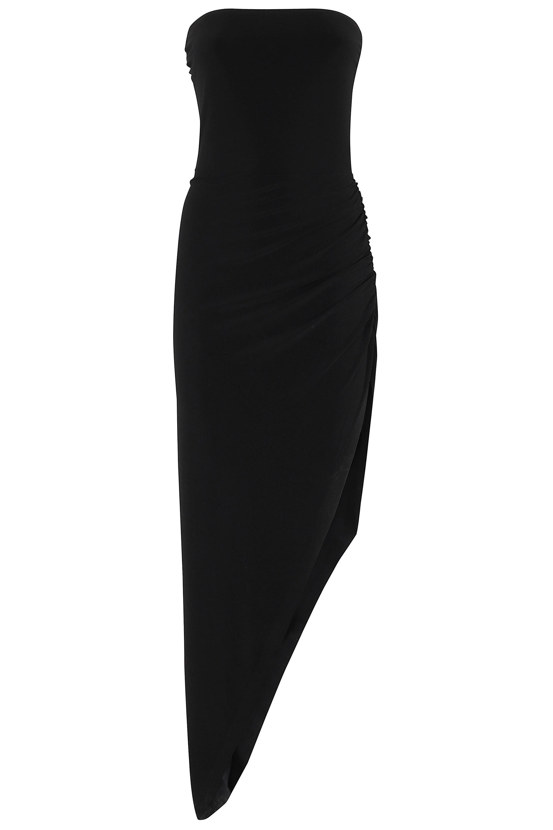 strapless side drape gown