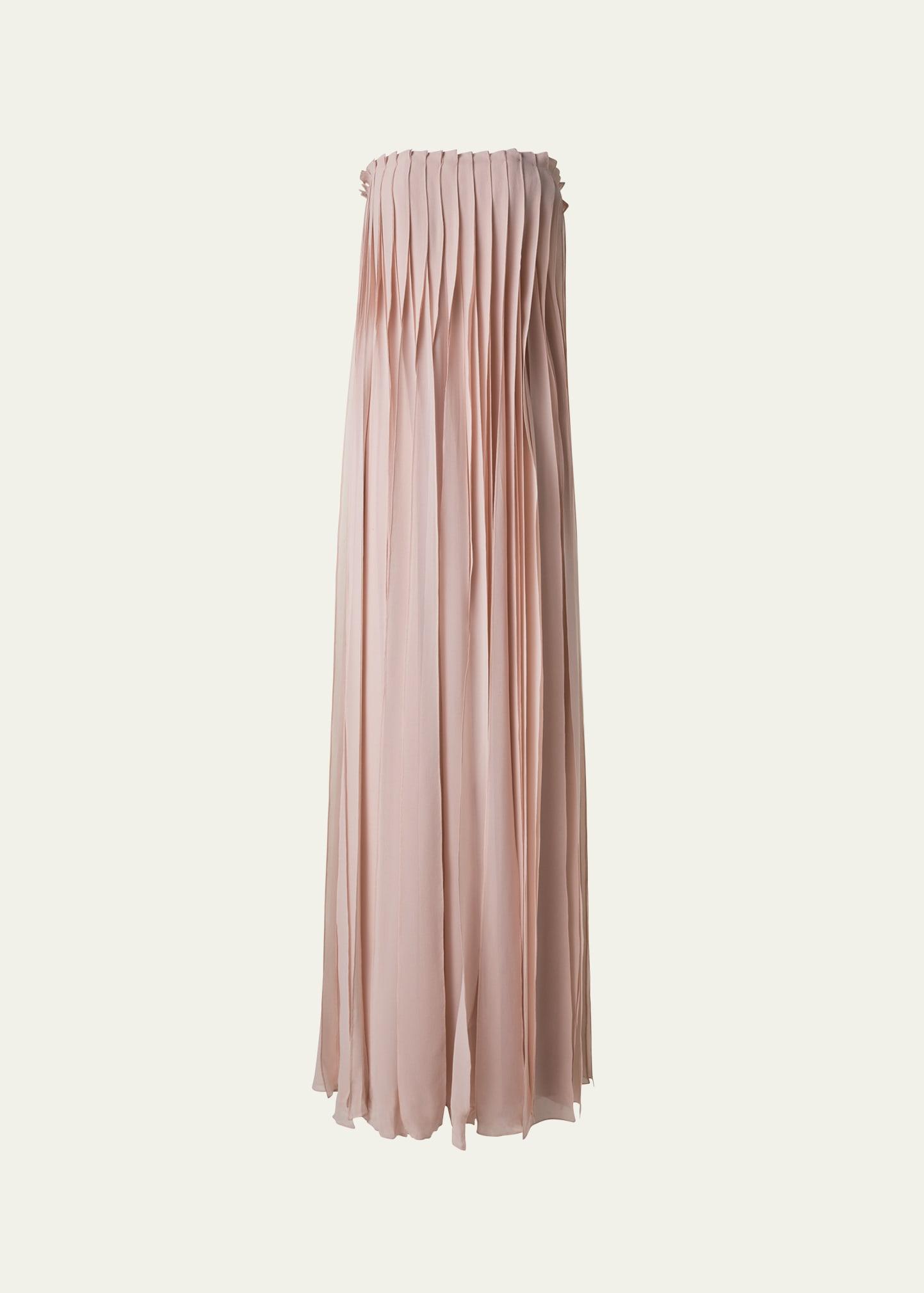 strapless silk georgette ribbon gown