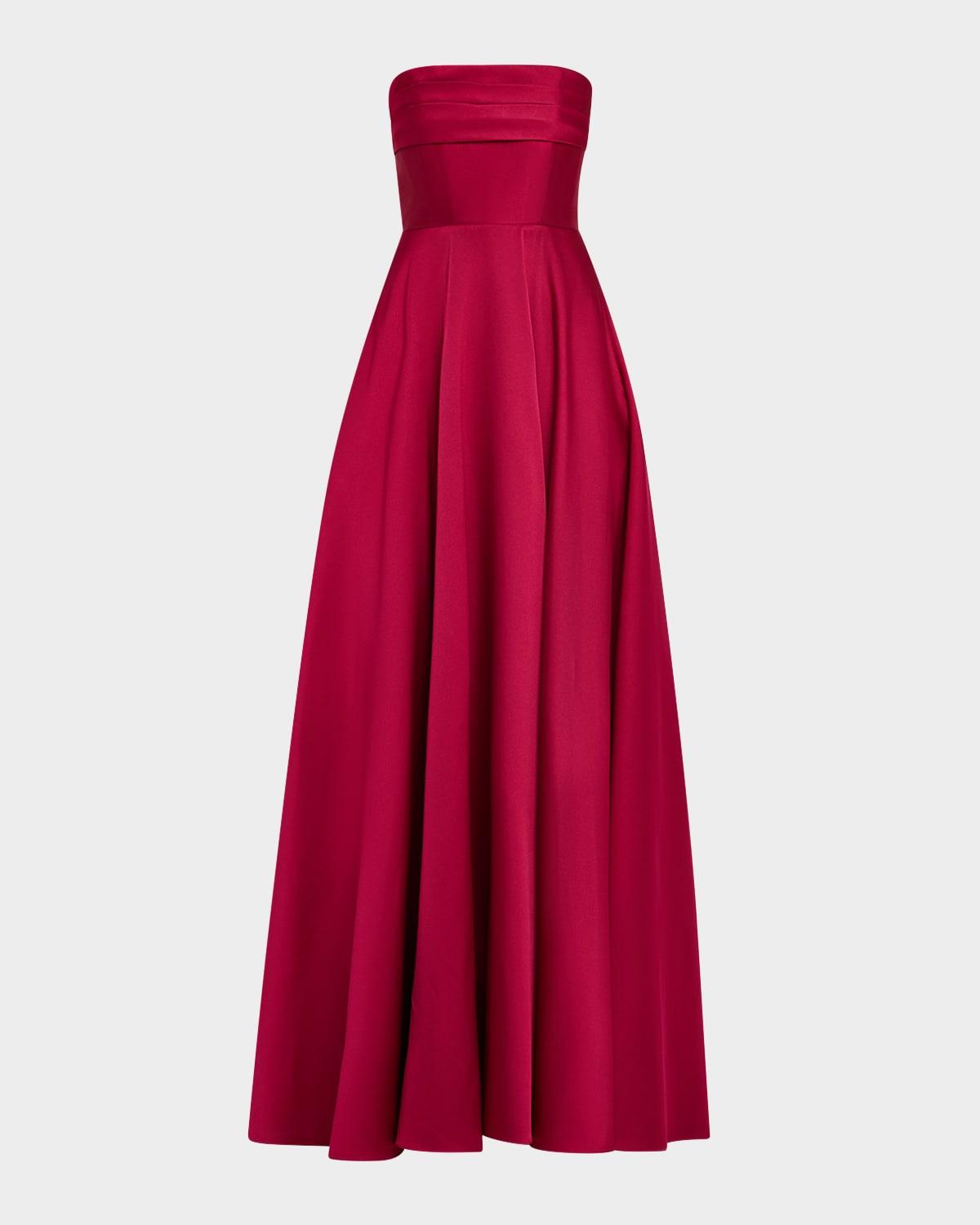 strapless taffeta maxi dress with a ball skirt