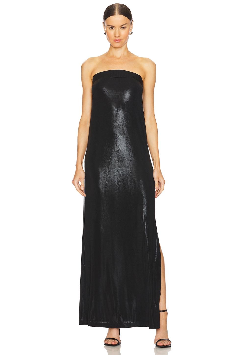 strapless tailored side slit gown