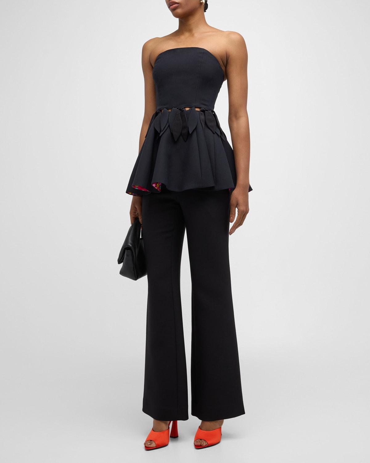 strapless tie peplum bustier top