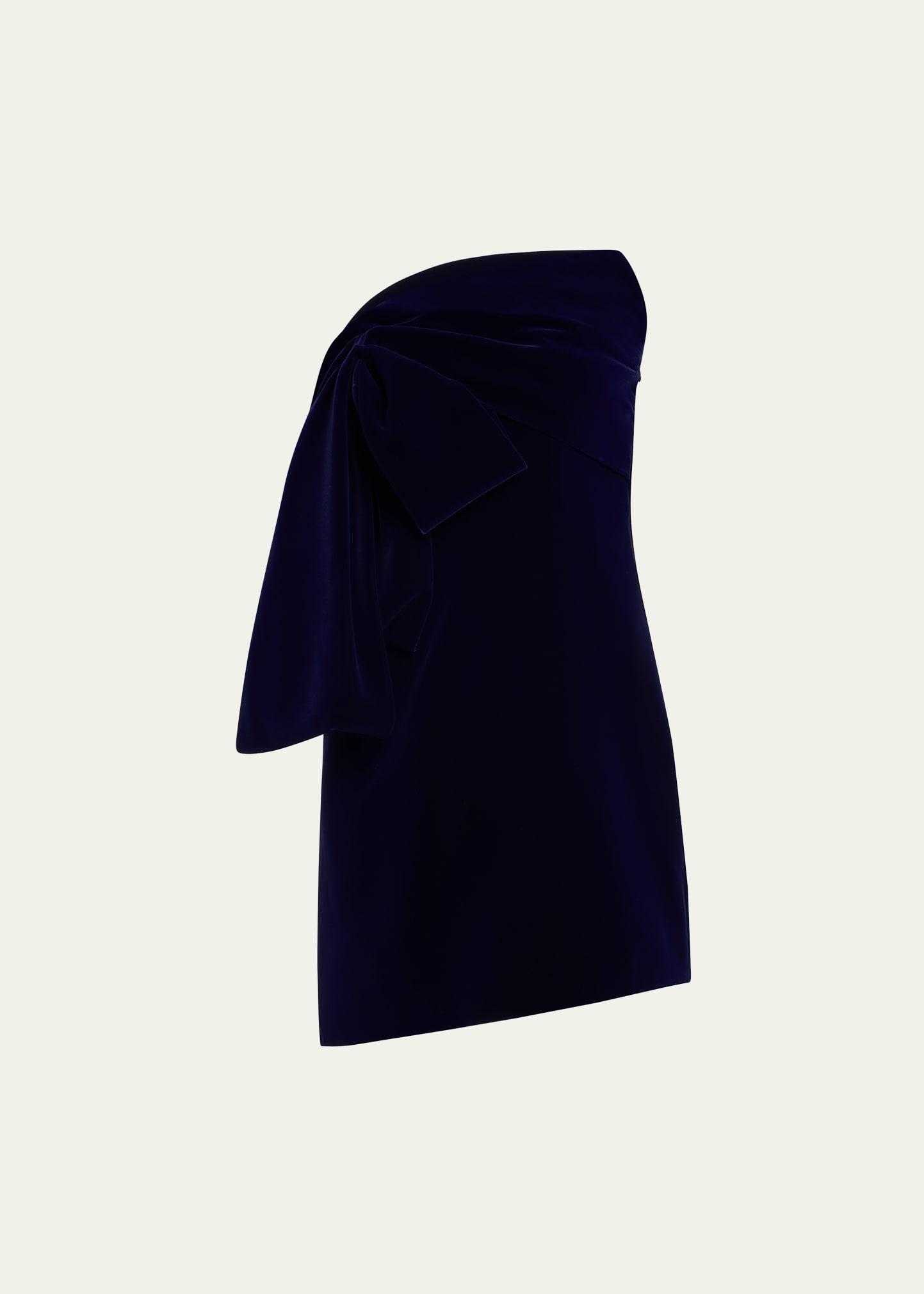 strapless velvet bow mini dress