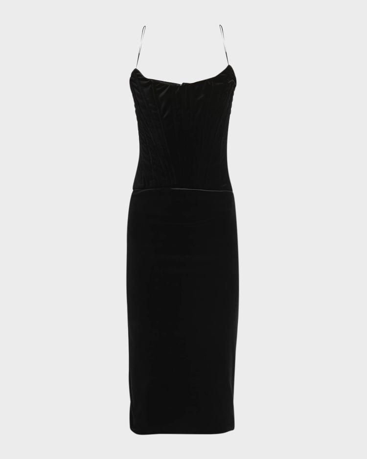 strapless velvet corset dress