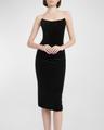 strapless velvet corset dress
