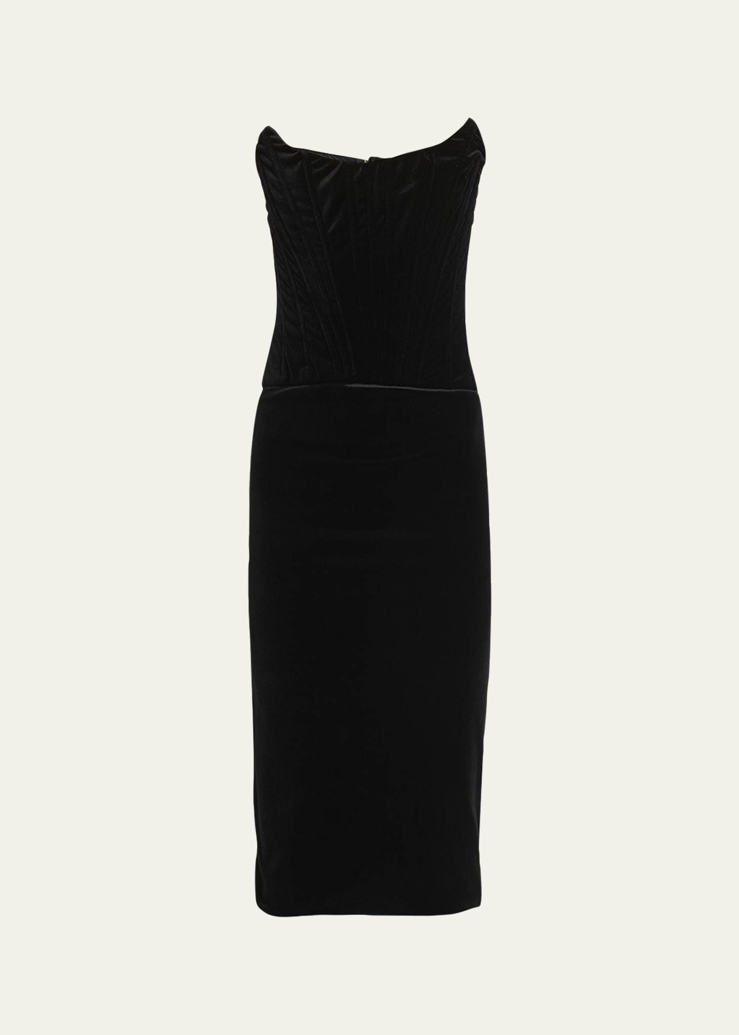 strapless velvet corset dress