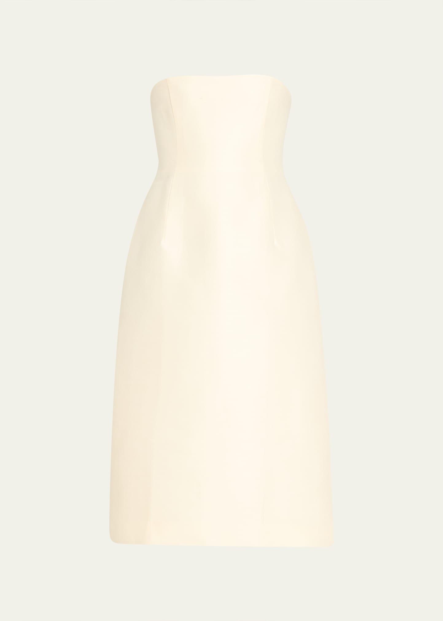 strapless wool-silk midi dress