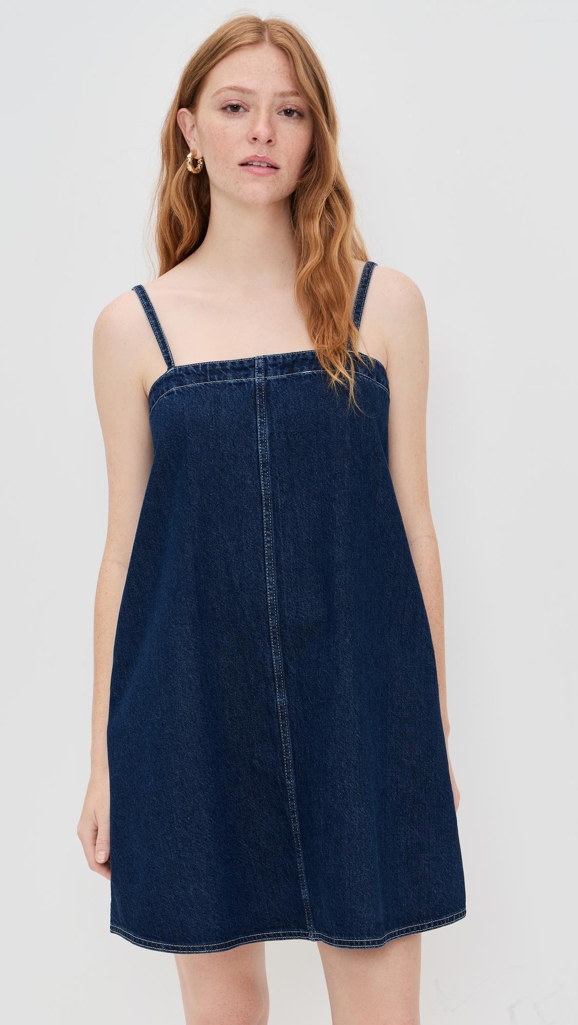 strappy aline mini dress in bright rinse wash