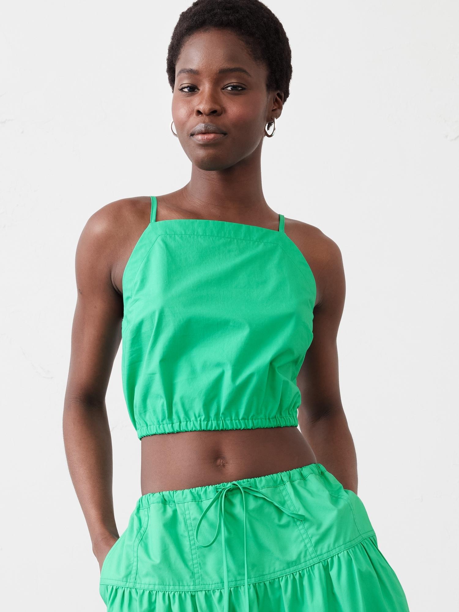 strappy bubble-hem cropped top