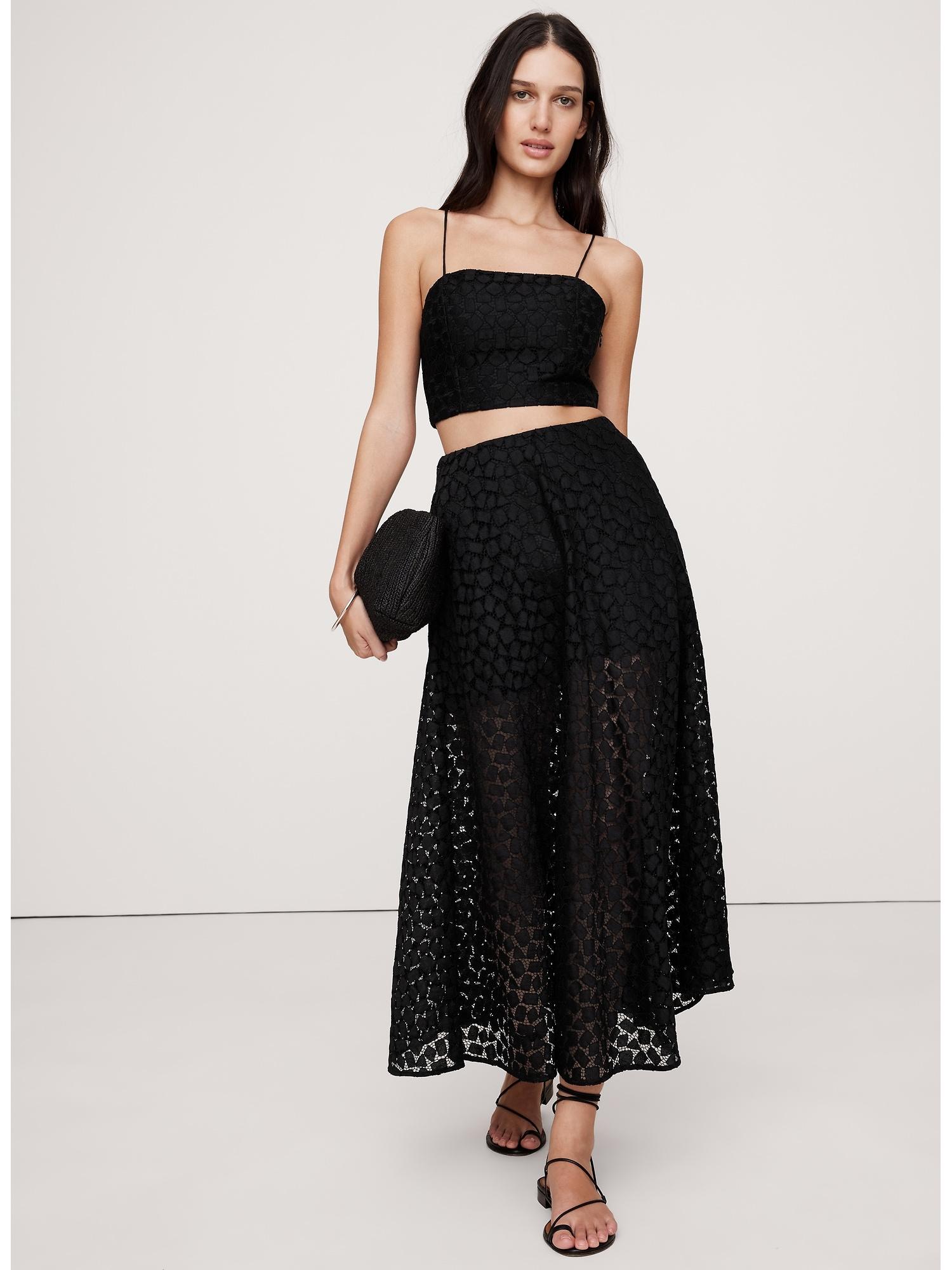 strappy geo lace cropped top