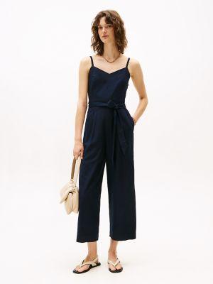 strappy linen-blend jumpsuit