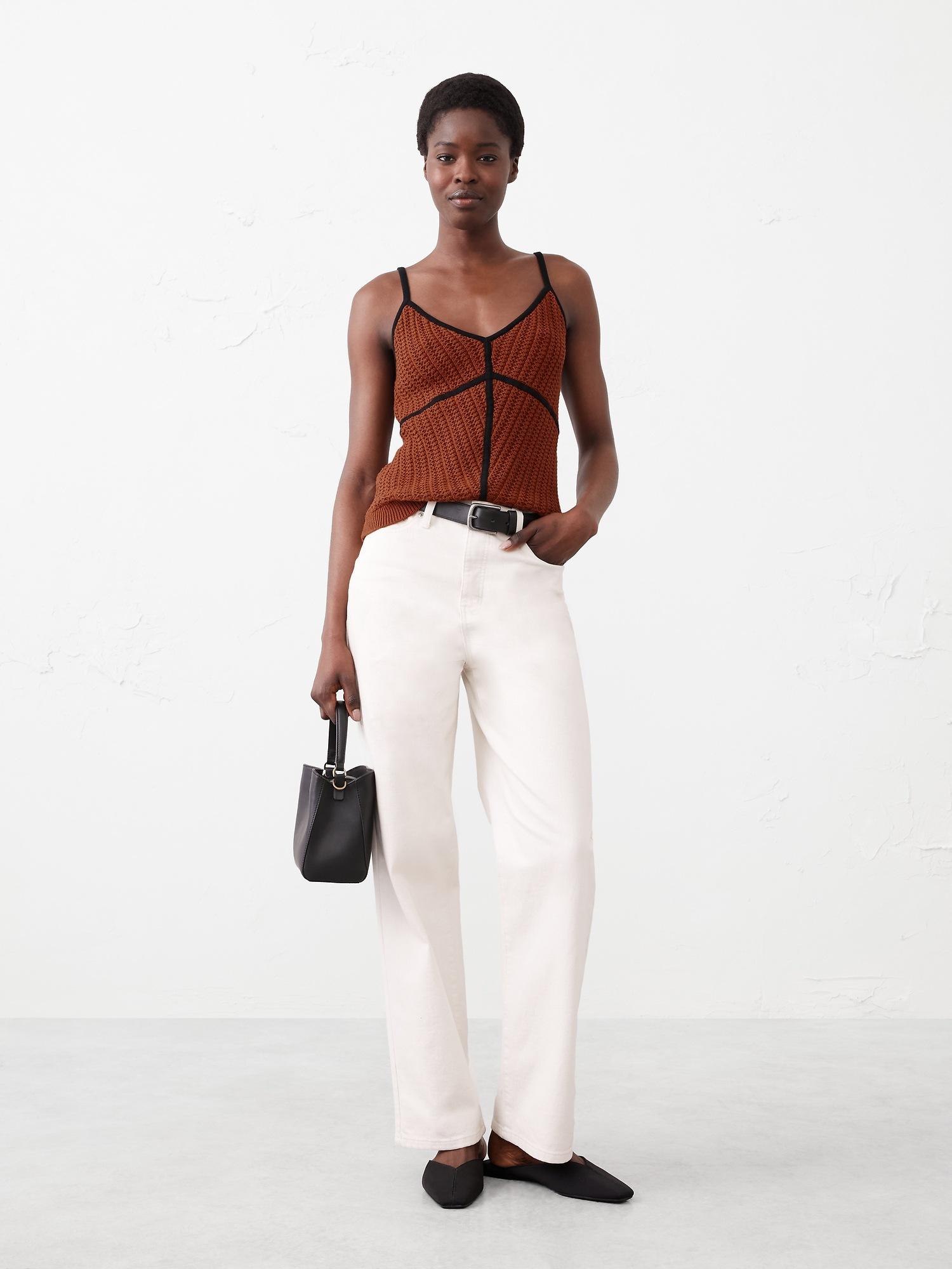 strappy patchwork sweater tank