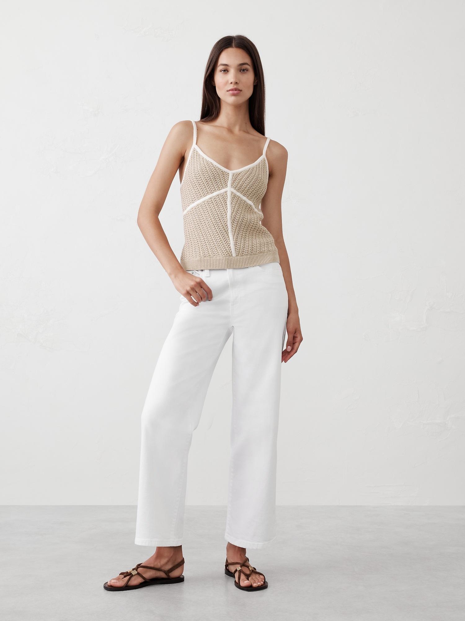 strappy patchwork sweater tank