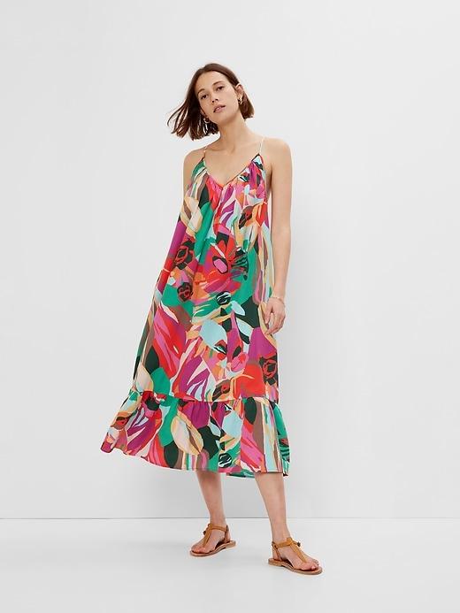 strappy ruffle hem maxi dress