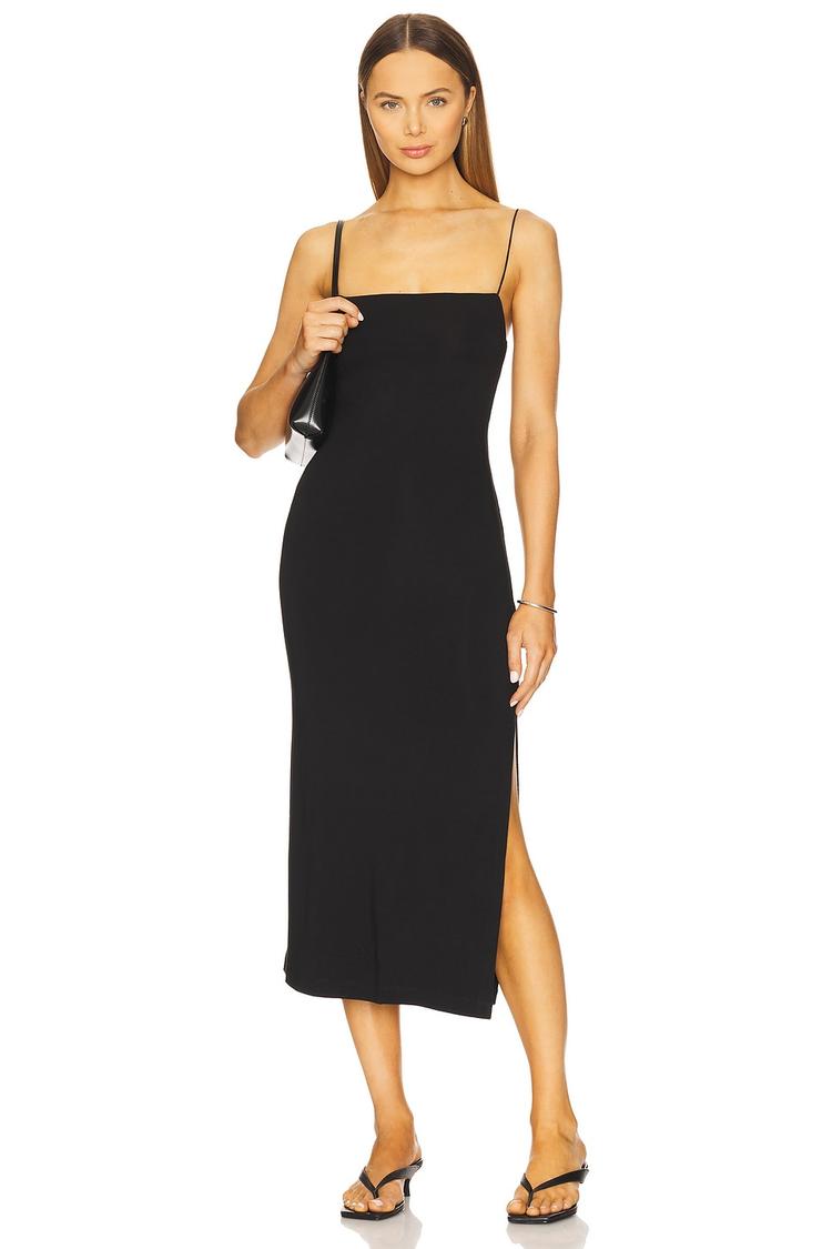 strappy side slit dress