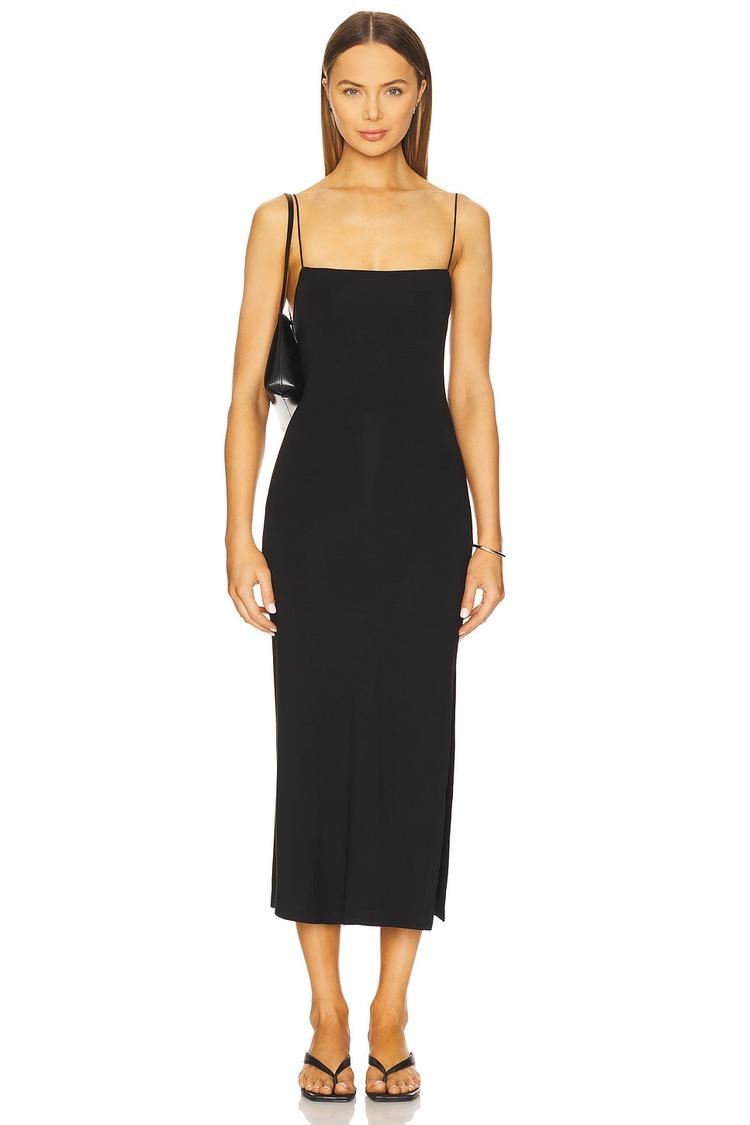 strappy side slit dress