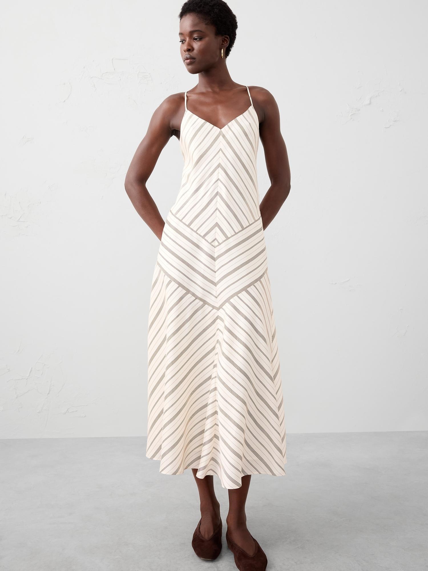 strappy v-panel midi dress