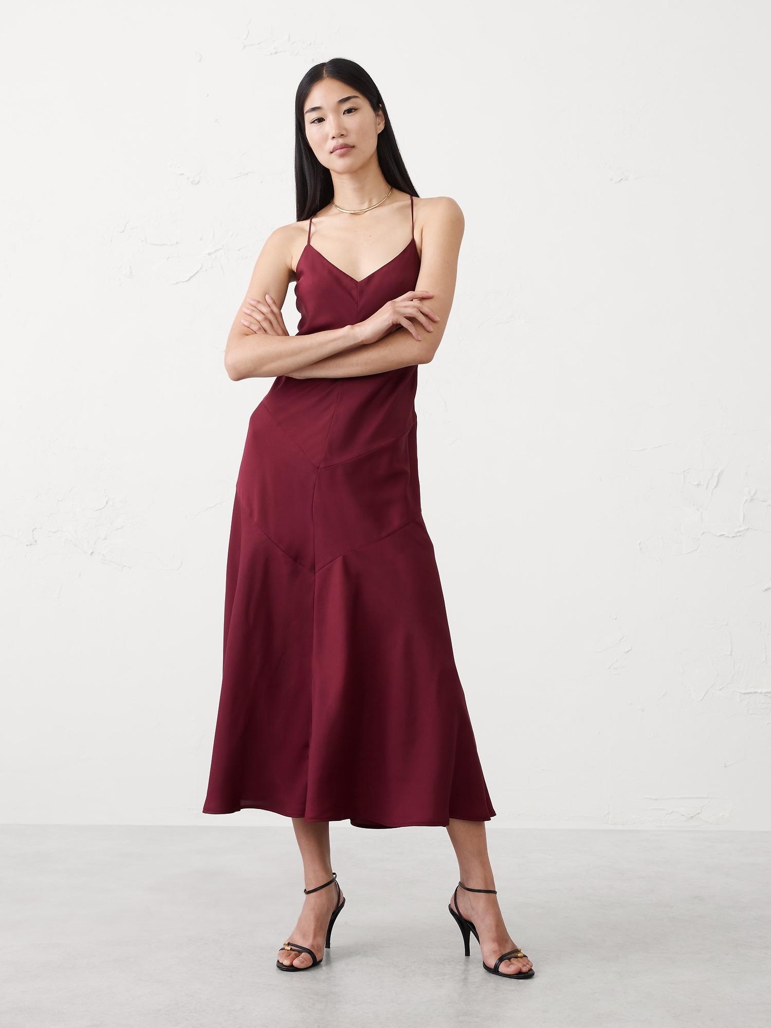 strappy v-panel midi dress